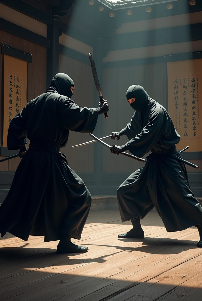 Japanese ninjas training with other ninjas 