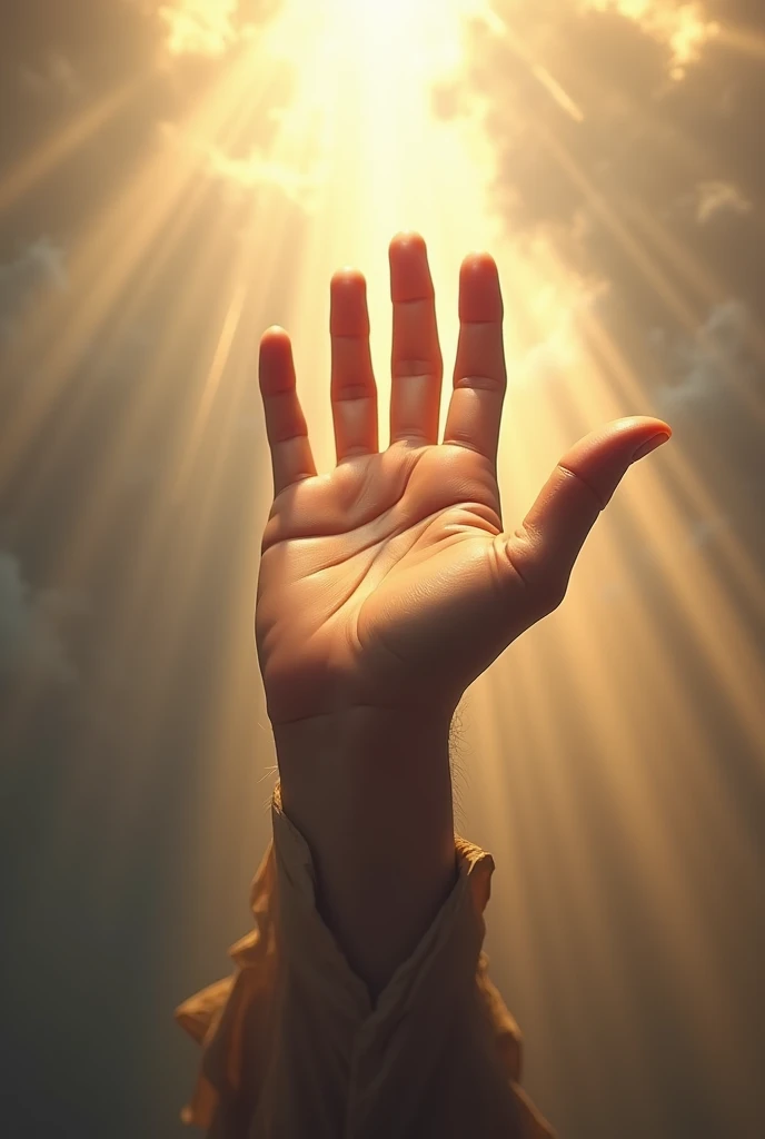 hand of jesus, coming from above realistically 