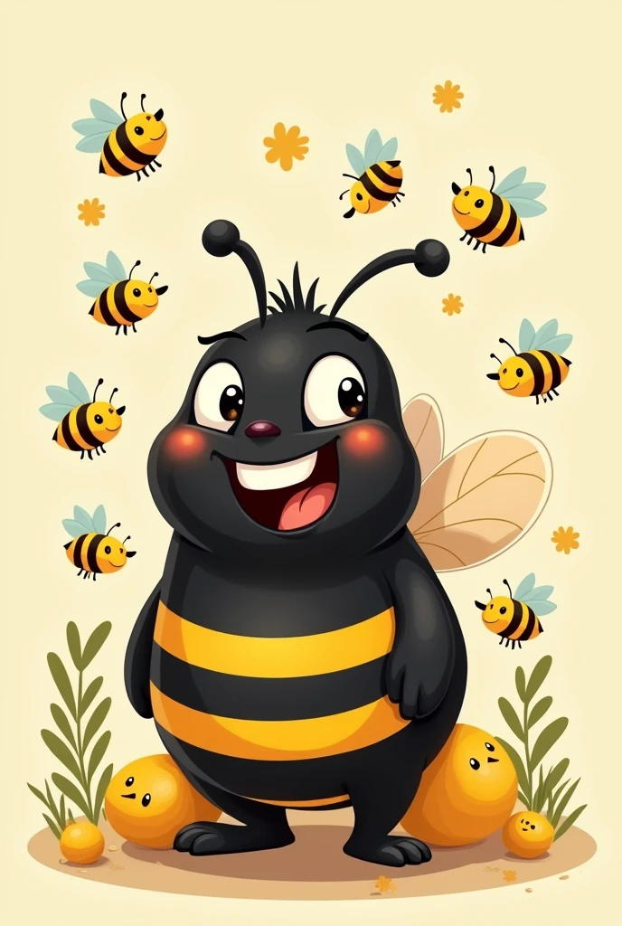 Smiley jaune noire sourire  abeilles 