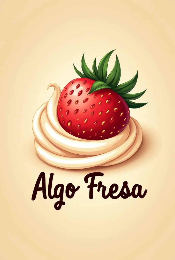 Create a strawberries and cream business logo, The business is called "Something strawberry" in Spanish