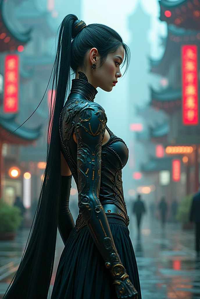 Alien technology fashion , fashion photography , Inspired by Chinese Xianxia and Cyberpunk。(best quality,4K,8K,high resolution,masterpiece:1.2), (Practical,Reality,Photo-real:1.37).
information