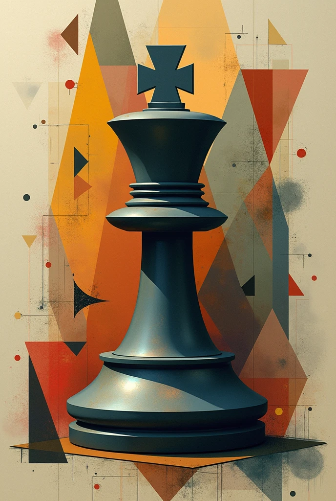 avant-garde art image, Analytical cubism on a chess pawn with a background