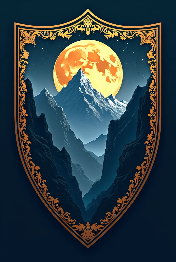 a coat of arms of a country called Monteluna with a full moon and bottomless mountains because it is a national coat of arms