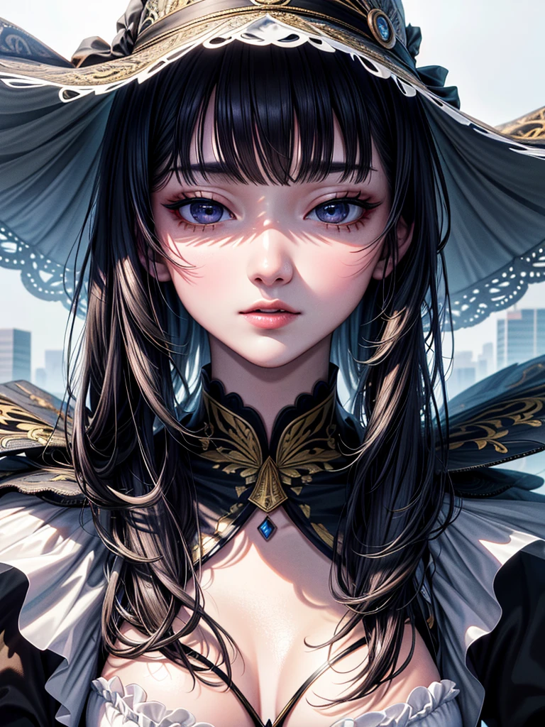 (Masterpiece、Ultra-high resolution、Detailed expression、Beautiful depiction、8k、Highest quality、Artwork:1.2)、(Giant:1.4)、Beauty、whole body、Beautifully detailed face、Over the city、A towering presence、Black Hair、business suit、skyscraper
