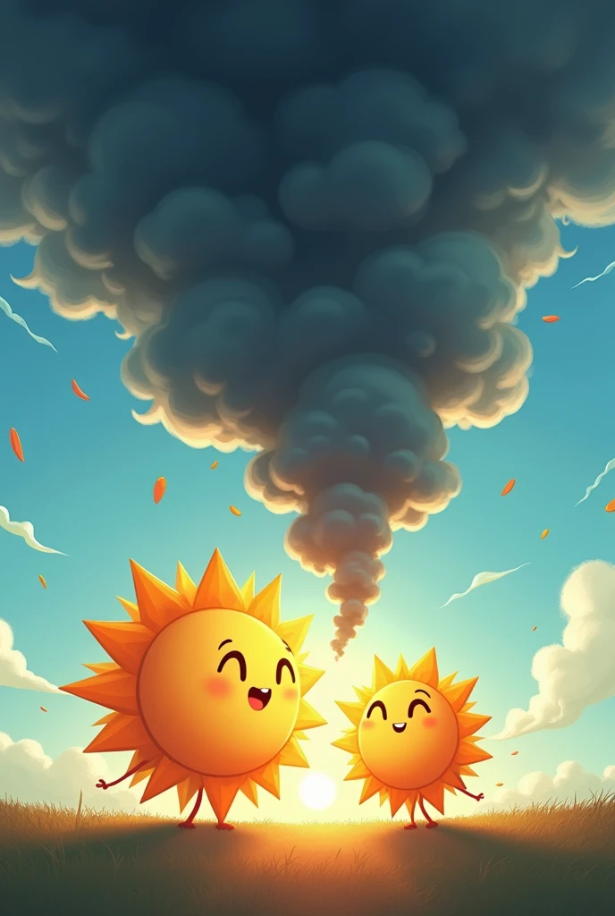 animation of sun and dark cloud chatting