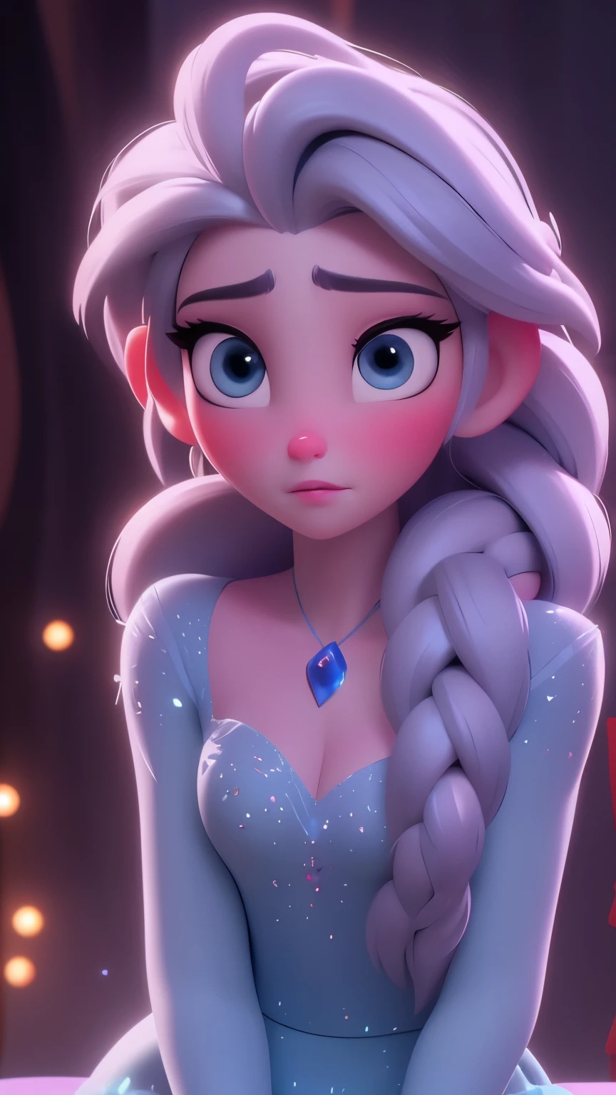 Elsa, (perky breasts), (((small breasts))), smirk:1.2, beautiful blue eyes, (perfect iris’s), depth of colour to her eyes, blonde hair, long hair, braid, full lips, blush, naked, she is showing her vagina, depth of field, bokeh, (special attention to skin detail: 1.2), masterpiece, best quality, ultra-detailed, ultra-HD, photorealistic, cinematic, ((mid camera shot)), sensual pose, alluring, nipples:1.4, looking up at camera, closeup on her face, her cheeks are blushed, 2, she is on her knees, eye contact:1.4, high angle:1.5, ((closeup on face)), perfect face, (((visible breasts))) bokeh everything other than her perfect face, location is Arendelle in winter, ice castle