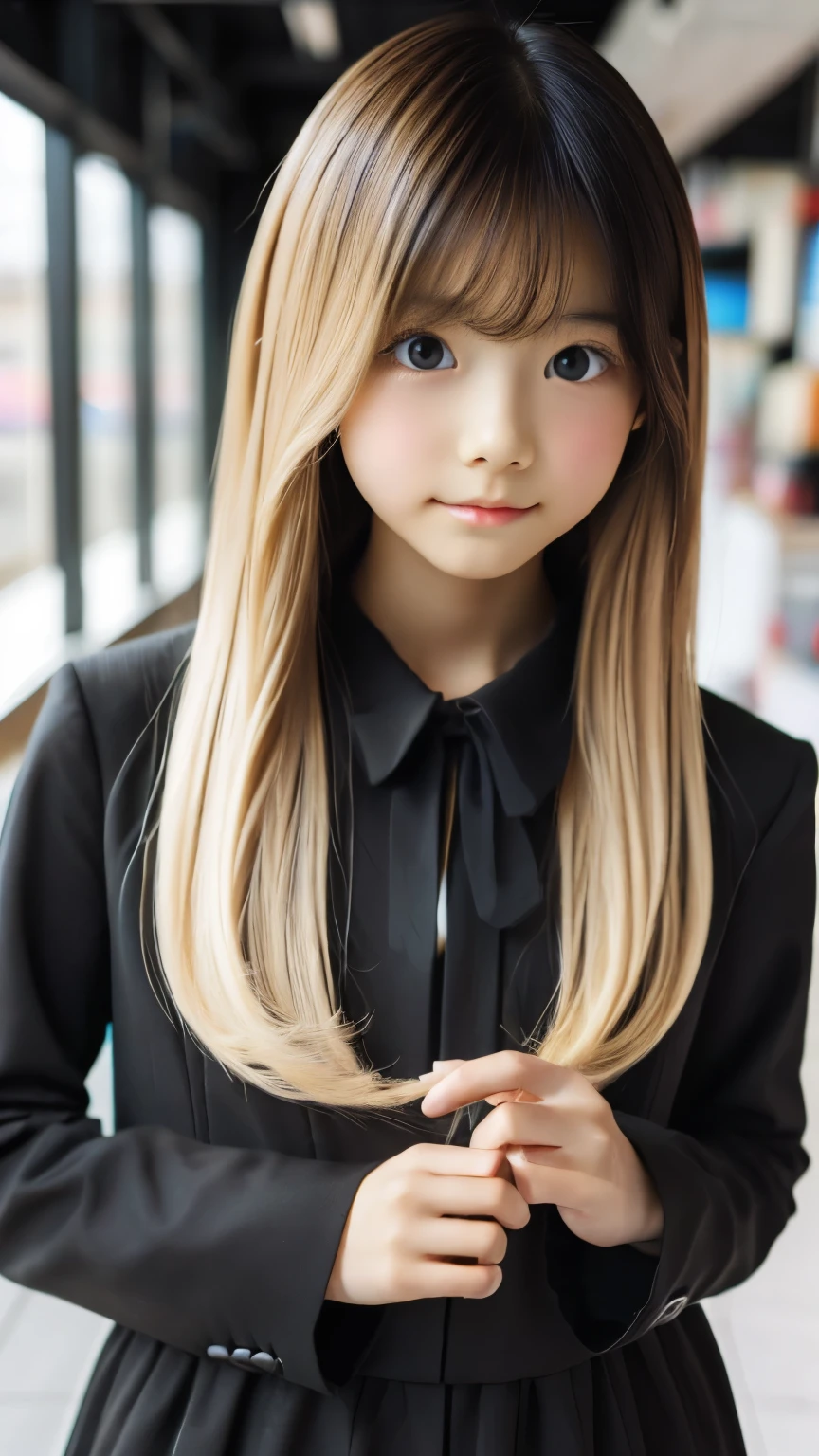 Black and White、Blonde、Monotony、Paper Cut、woman、Baby Face、 Super long hair, side lock hair