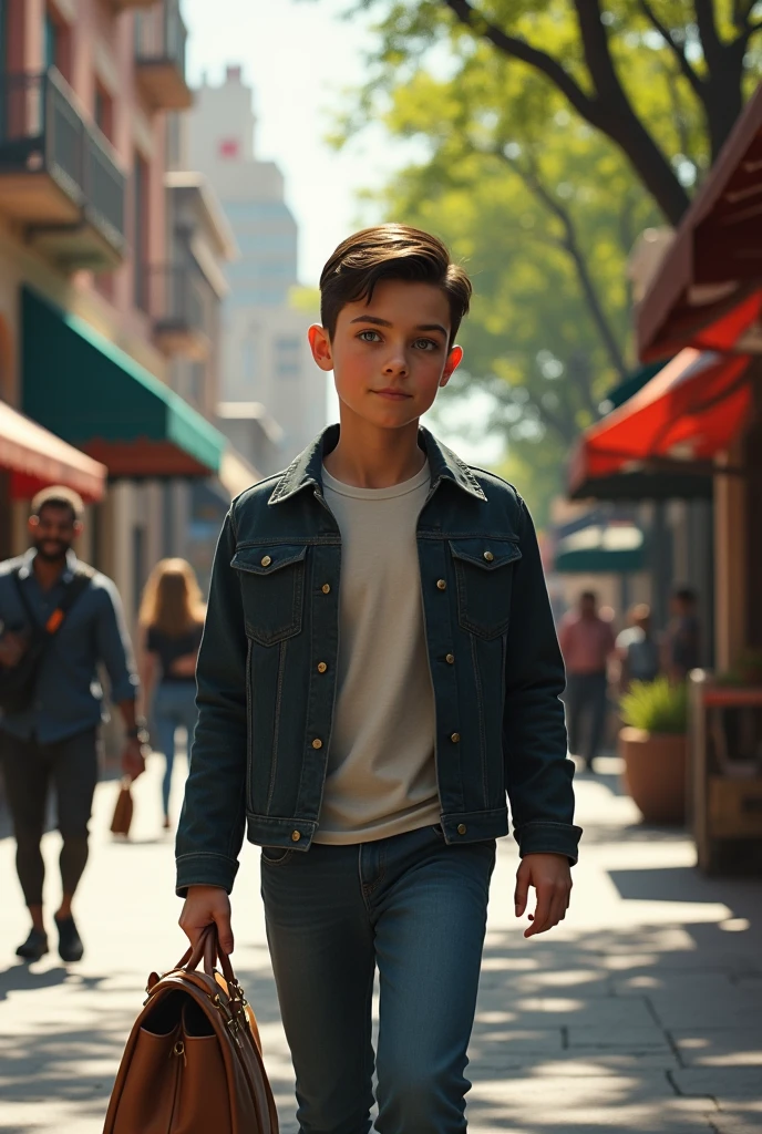 henry cavil lookalike boy walking down the street