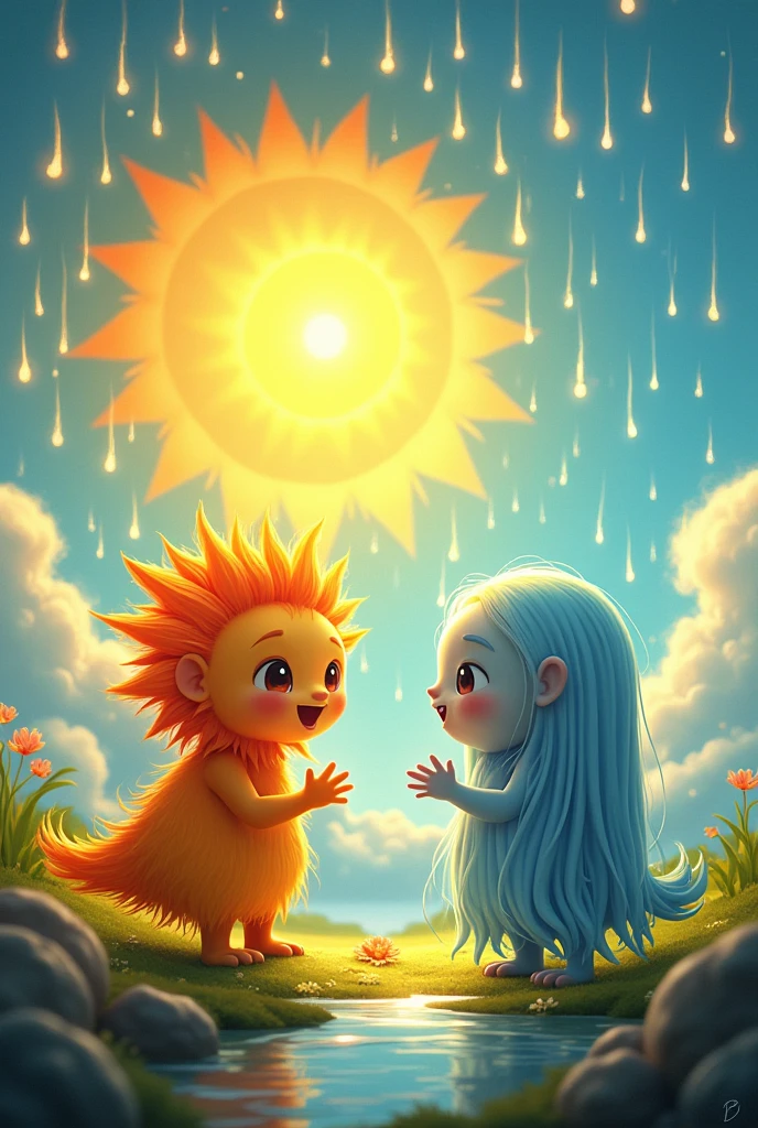 animation of sun and rain talking