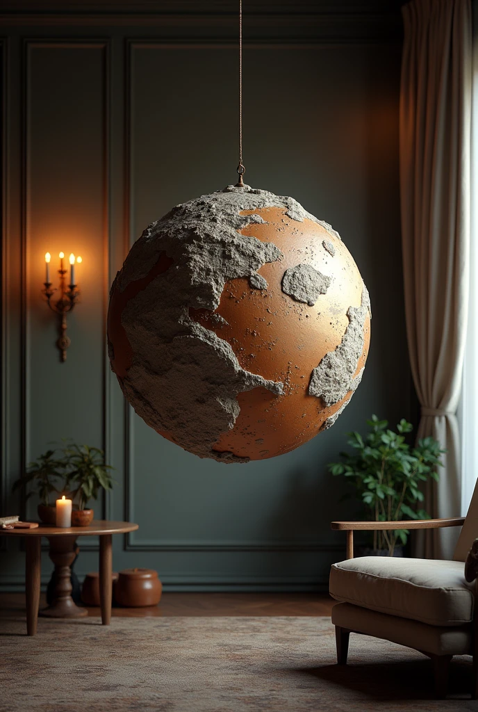 A curtain rod in the shape of a planet, make it realistic