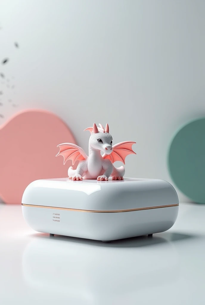 3d printer with a smal white and pink 3d printet dragon, by Schelly3DPrints