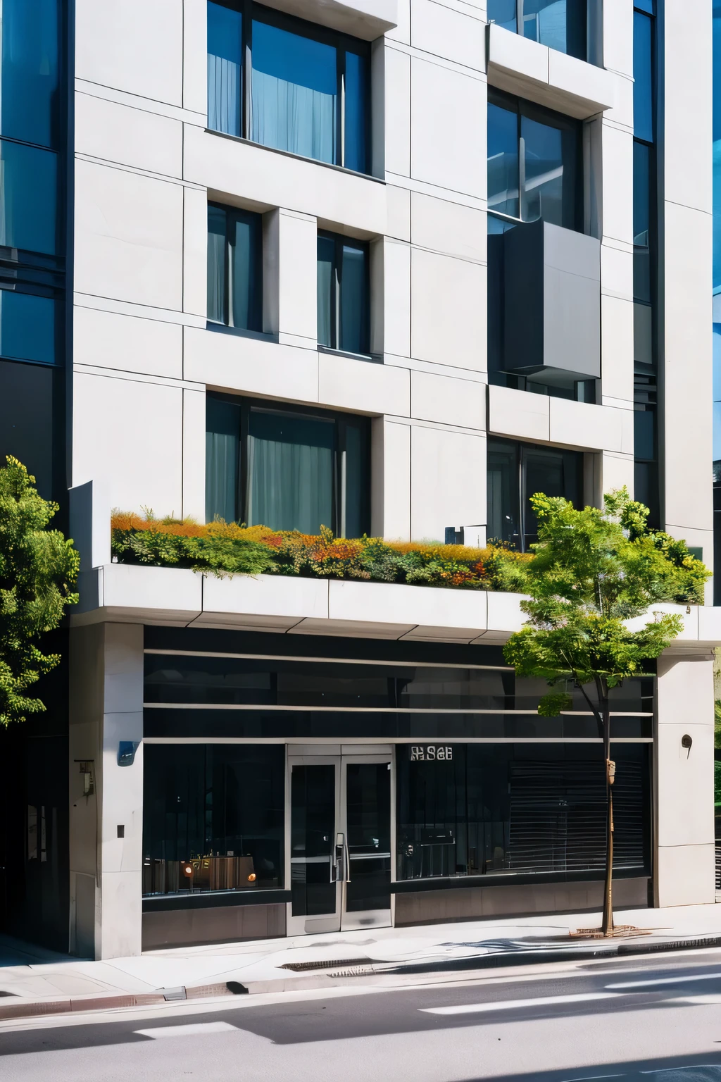 Company that has a modern facade,wide and separate from the city that bears its name "essence"