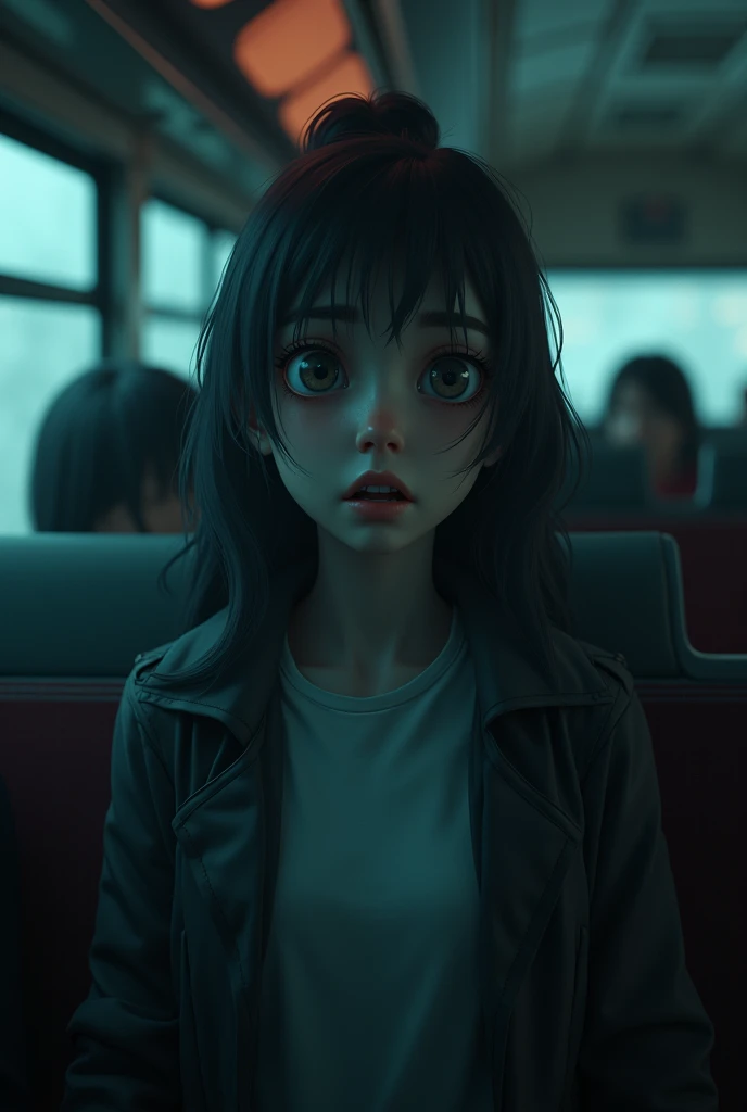 /imagine prompt: ANIMATED, personality: [Portray a moment of disorientation as the bus lights flicker and go dark. Riya’s eyes widen in panic, her heart racing. The surrounding passengers remain motionless, their faces uncertainty] unreal engine, hyper real --q 2 --v 5.2 --ar 16:9
/imagine prompt: ANIMATED, personality: [Illustrate the moment when the bus lights return, but the man has vanished. Riya's face shows disbelief and confusion, glancing around frantically. The other passengers remain eerily still, as if nothing had occurred, enhancing her sense of isolation] unreal engine, hyper real --q 2 --v 5.2 --ar 16:9
/imagine prompt: ANIMATED, personality: [Show a shot of the bus pulling up to an old, abandoned building where the man stands outside, gazing directly at Riya. Her face registers horror and shock, frozen in place as she realizes the surreal strangeness of the situation] unreal engine, hyper real --q 2 --v 5.2 --ar 16:9
/imagine prompt: ANIMATED, personality: [Capture Riya’s expression of terror as she stares back at the man outside, her mouth open in a silent scream. The other seats in the bus are now empty, adding to her feeling of abandonment and fright] unreal engine, hyper real --q 2 --v 5.2 --ar 16:9
/imagine prompt: ANIMATED, personality: [Illustrate an intense moment as the man raises his hand, beckoning Riya towards him. Her expression is a mix of fear and a strange allure, caught in a conflict between wanting to escape and feeling inexplicably drawn to him] unreal engine, hyper real --q 2 --v 5.2 --ar 16:9
/imagine prompt: ANIMATED, personality: [Depict Riya standing at the open bus door, her face a blend of fear and resignation. A ghostly whisper fills the air, and her expression reflects a chilling realization as she reaches out towards the man, who leans forward with an expectant gaze] unreal engine, hyper real --q 2 --v 5.2 --ar 16:9
/imagine prompt: ANIMATED, personality: [Illustrate a dark, foreboding close-up of the man's hand reaching f