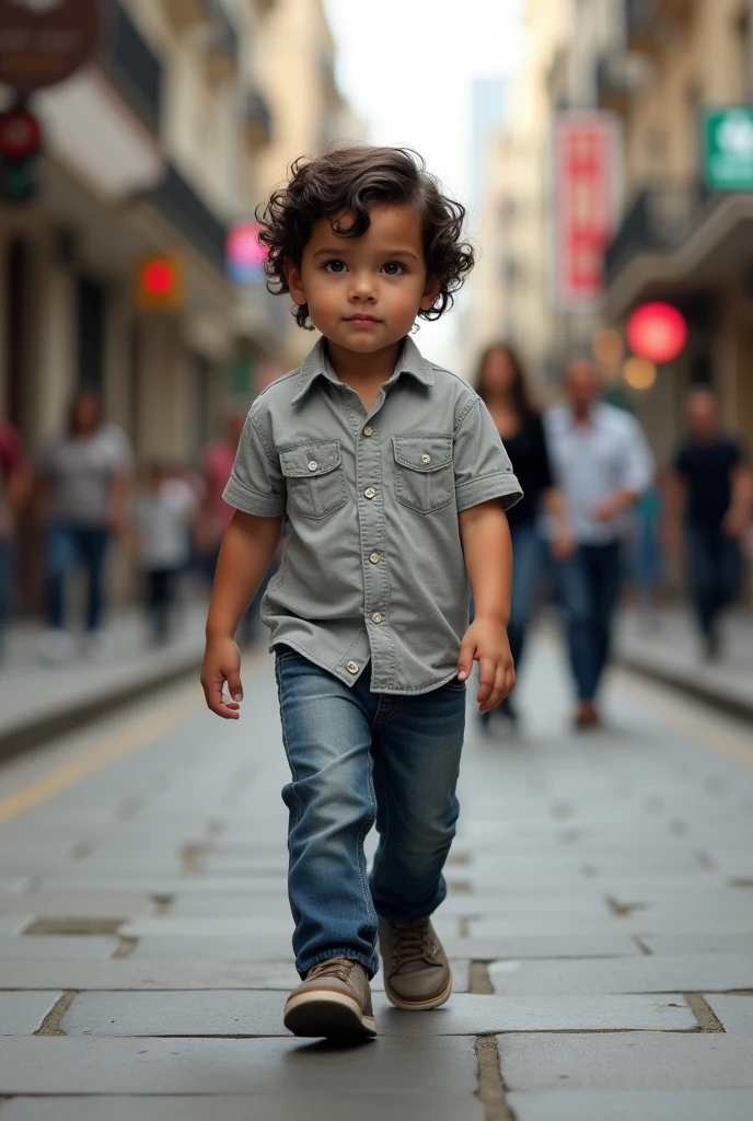 boy 2, resembling henry cavil walking down the street