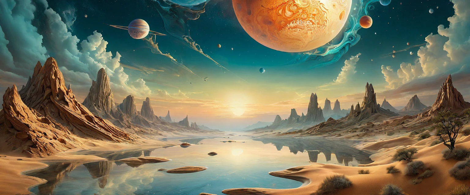 (best quality,4k,8k,highres,masterpiece:1.2),ultra-detailed,(realistic,photorealistic,photo-realistic:1.37), digital art by IrinaKapi, surrealism, desert of time, splash, futuristic, patterns, floating objects, Yuumei, Robert Bissell, Christopher Balaskas, Keith Mallett, Wassily Kandinsky, acrylic painting, dreamlike atmosphere, intricate details, mesmerizing composition, ethereal beauty, mystical elements, whimsical landscapes, otherworldly creatures, intricate brushwork, surreal landscapes, fantastical imagery