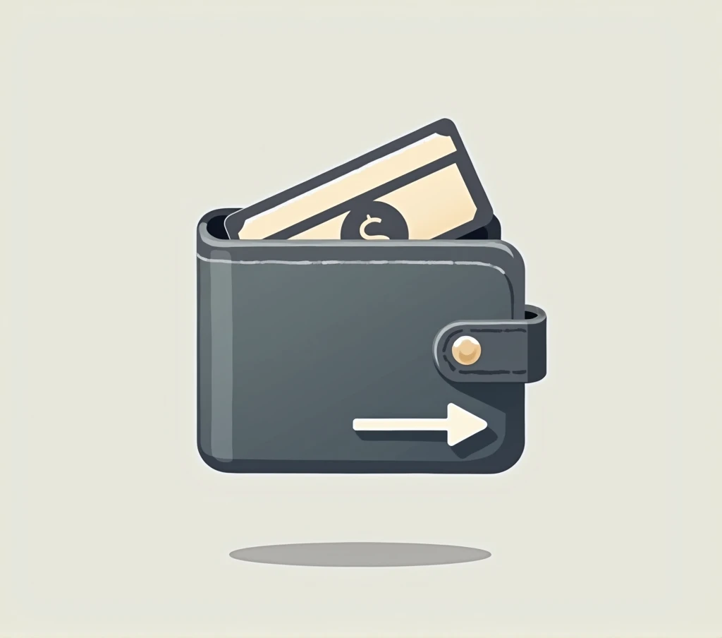 Icon of a wallet or credit card with an arrow pointing down, suggesting control.
