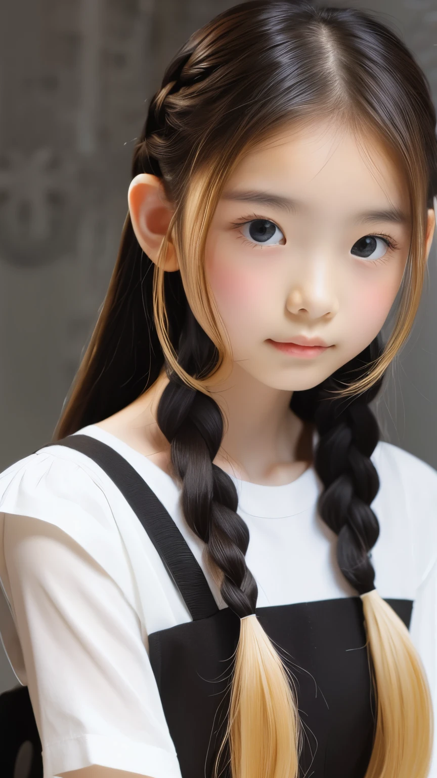 Black and White、Blonde、Monotony、Paper Cut、woman、Baby Face、 Super long hair, side lock hair、Braided Hair