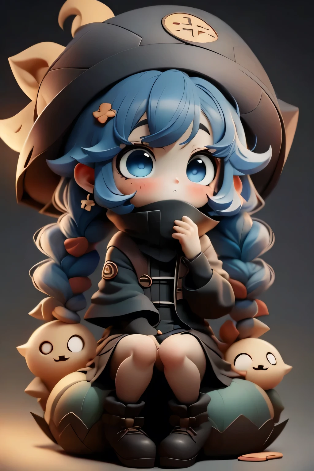 {Roxy_Migurdia(Mushoku Tensei)}、One person, masterpiece、Highest quality、blue eyes、pale crimson hair、Double Big Braid、{kind}、{Calm}、{{small}}、sitting、{Calm}、The audience is watching、{Browsing Caution}, 、{Lower school year}、wide-brimmed pointed hat, Shyness、{Amorous}、Ahoge、