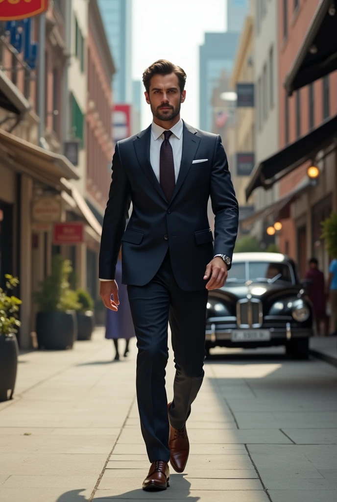 man 27, resembling henry cavil walking down the street