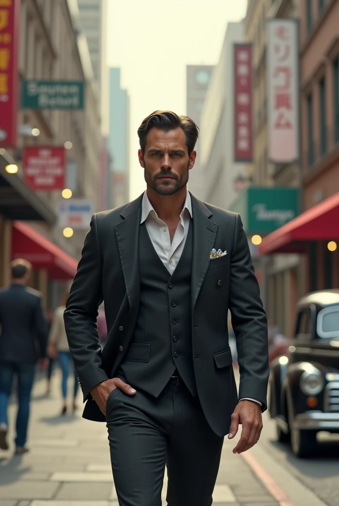 man 27, resembling henry cavil walking down the street