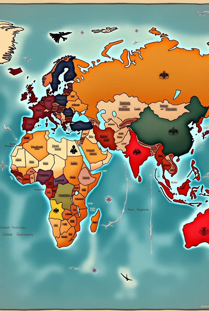 World map showing the powers involved in World War II