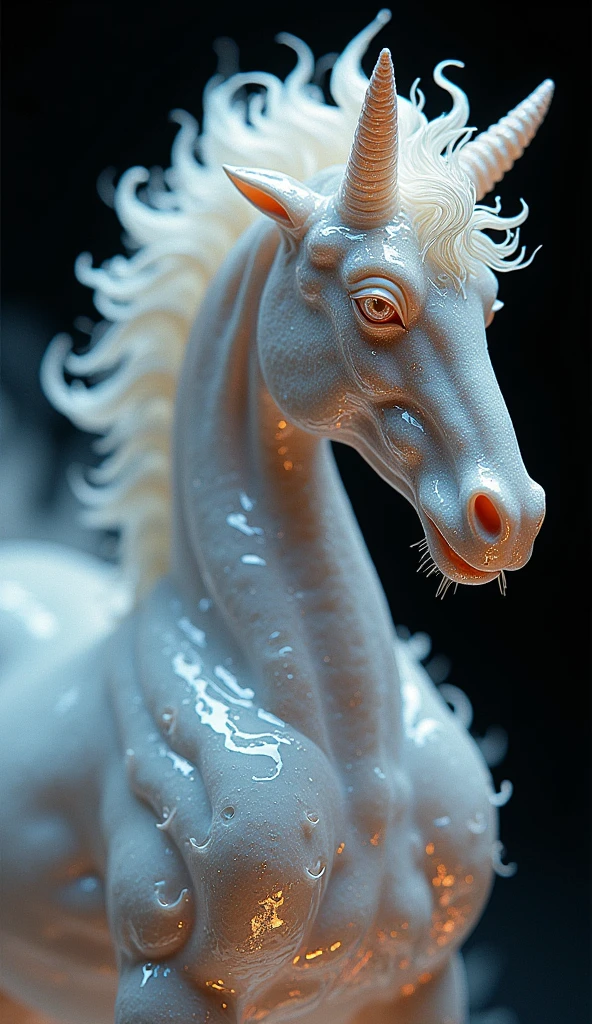Centaur, a work of art carved from pearl platinum crystal, (ultra detailed, absolutely resolution, best quality:1.3), 2.5D, delicate and dynamic effects, iridescent lighting effects, artistic photography, hyper realistic