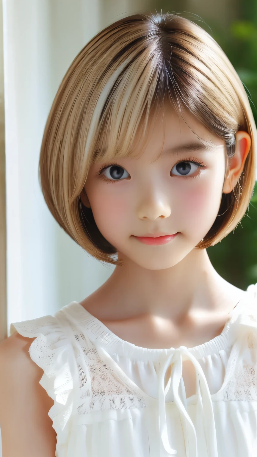 Black and White、Blonde、Monotony、Paper Cut、woman、Baby Face、 Bob Cut Hair, side lock hair