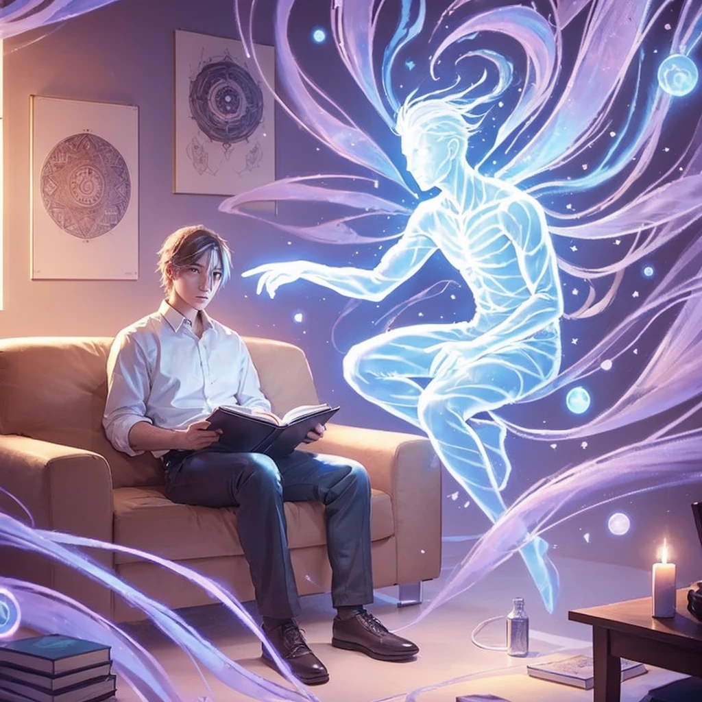 Make a drawing based on this dream, interpret it and make a drawing. I was sitting in an armchair and there was an entity that told me to continue with your dream, become an artist..
Make an anime style drawing but base the entity on Adolf