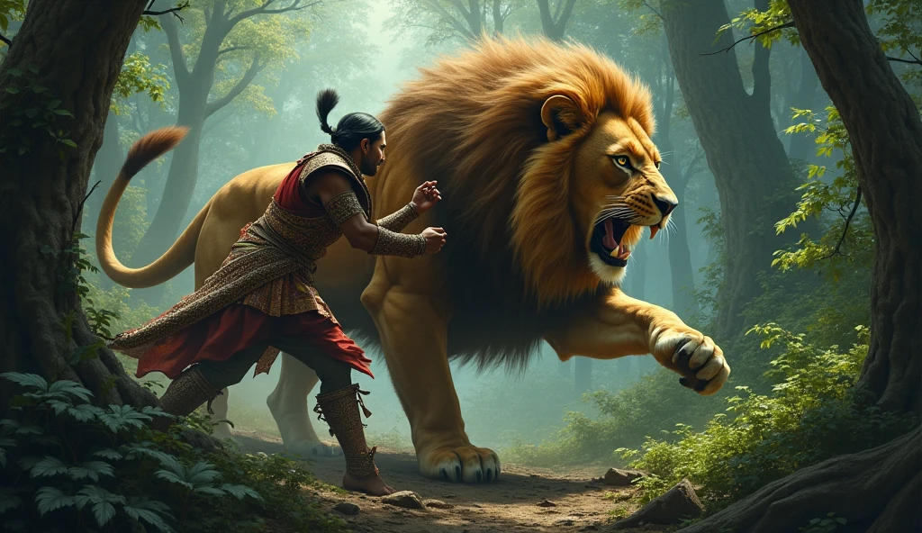 Lion Kil Indian king in forest
