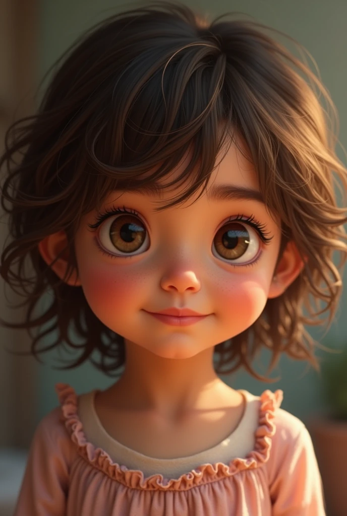 Raise an Italian girl, 2, BROWN SKIN, with short brown wavy hair and brown eyes 