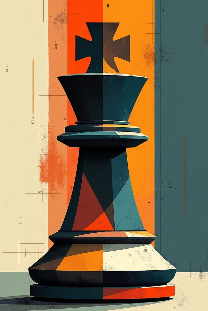 avant-garde art image, Analytical cubism on a chess pawn but composed of accentuated and marked geometric shapes, With a background