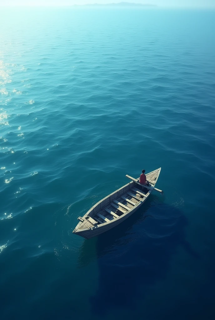 Sea with a alone boat up angle