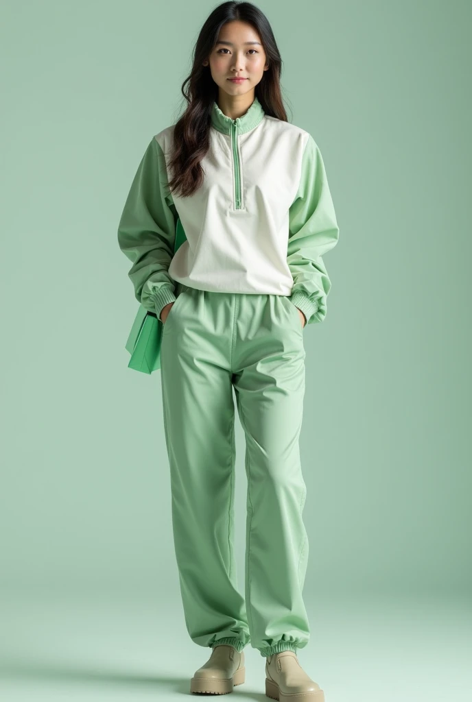 A comfortable, fluid-resistant set for environmental engineering students that works for any occasion with colors between white and green