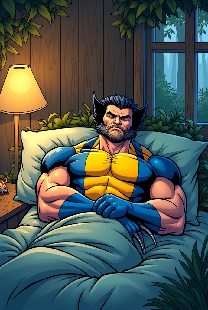 Cartoon wolverine sleeping