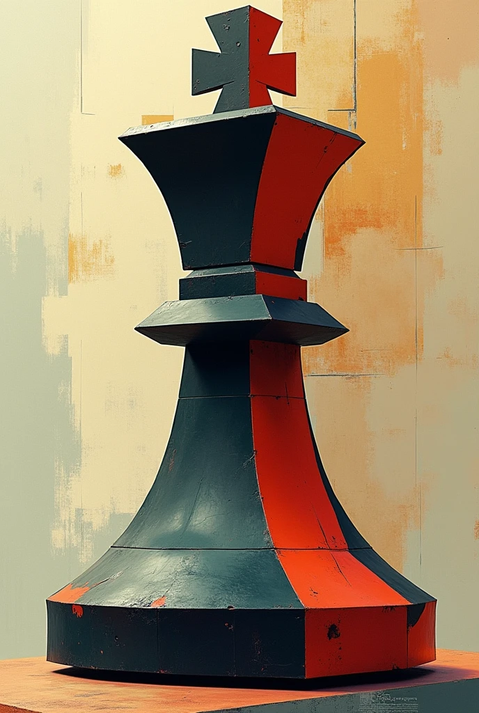 avant-garde art image, Analytical cubism on a chess pawn but composed of accentuated and marked geometric shapes, With a background