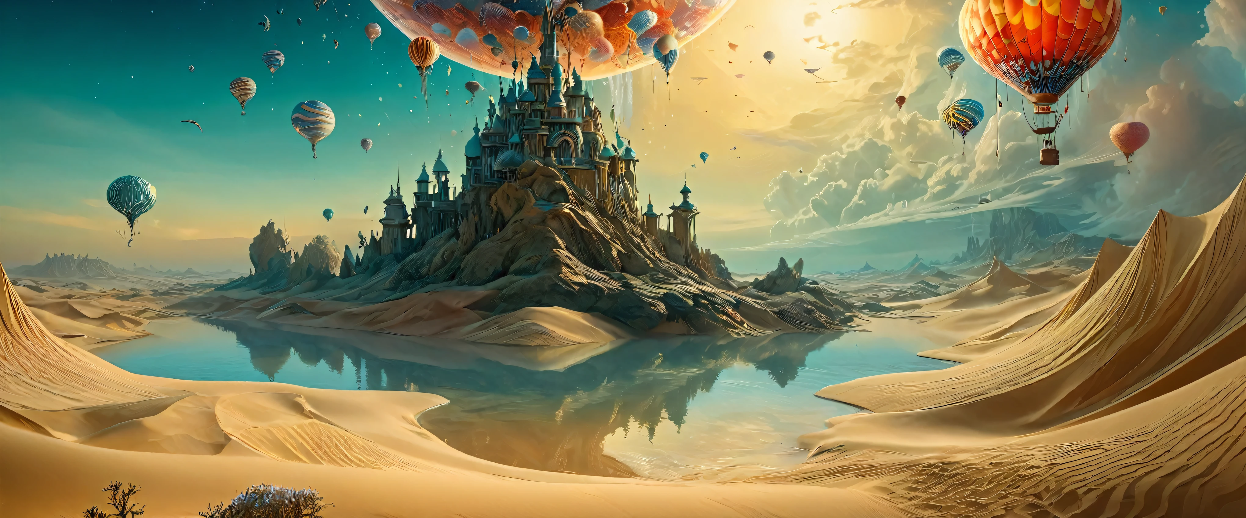 (best quality,4k,8k,highres,masterpiece:1.2),ultra-detailed,(realistic,photorealistic,photo-realistic:1.37), digital art by IrinaKapi, surrealism, desert of time, splash, futuristic, patterns, floating objects, Yuumei, Robert Bissell, Christopher Balaskas, Keith Mallett, Wassily Kandinsky, acrylic painting, dreamlike atmosphere, intricate details, mesmerizing composition, ethereal beauty, mystical elements, whimsical landscapes, otherworldly creatures, intricate brushwork, surreal landscapes, fantastical imagery
