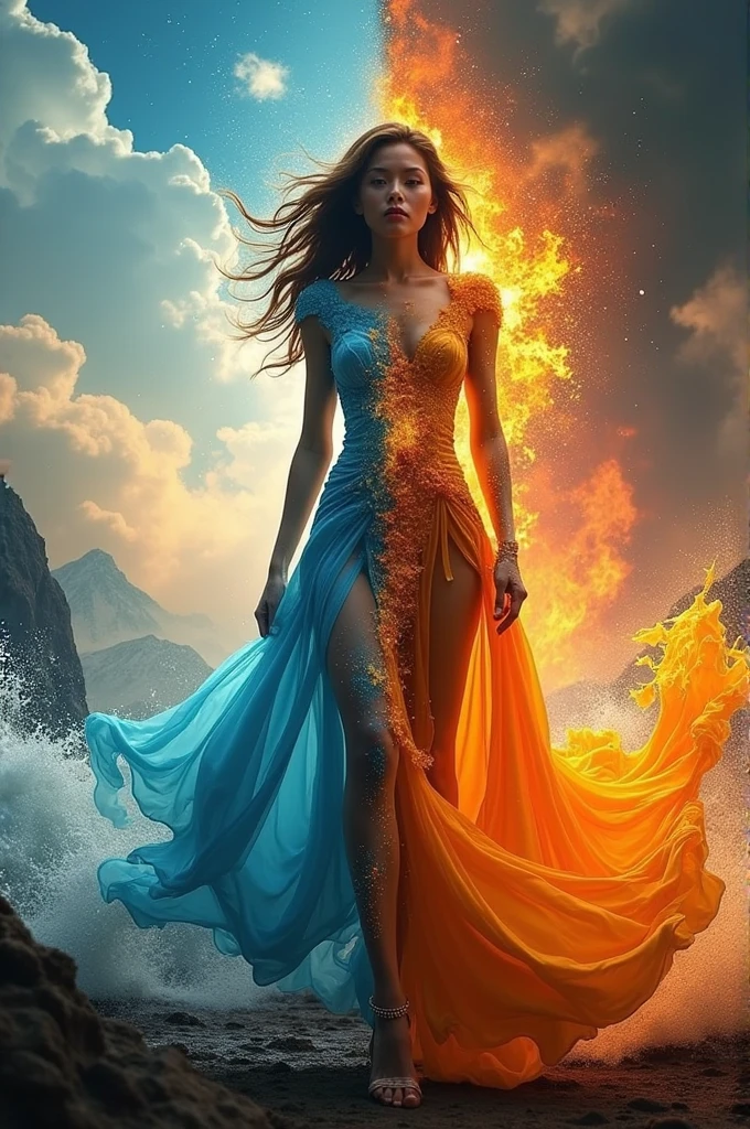 Image that has the 4 elements, land, fire, air, and water. And that is linked to the world of modeling.
