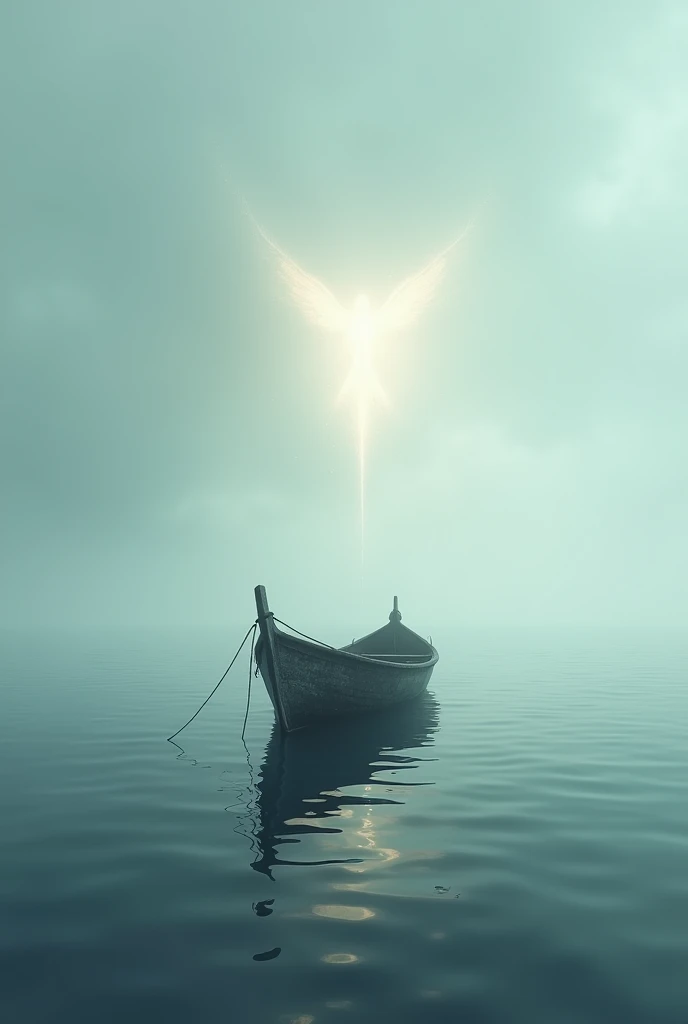 Sea with alone boat up angel no person only boat and realty