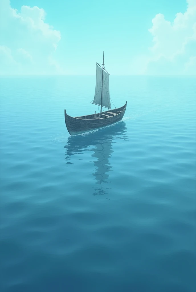Sea with alone boat up angel no person only boat and realty down angle