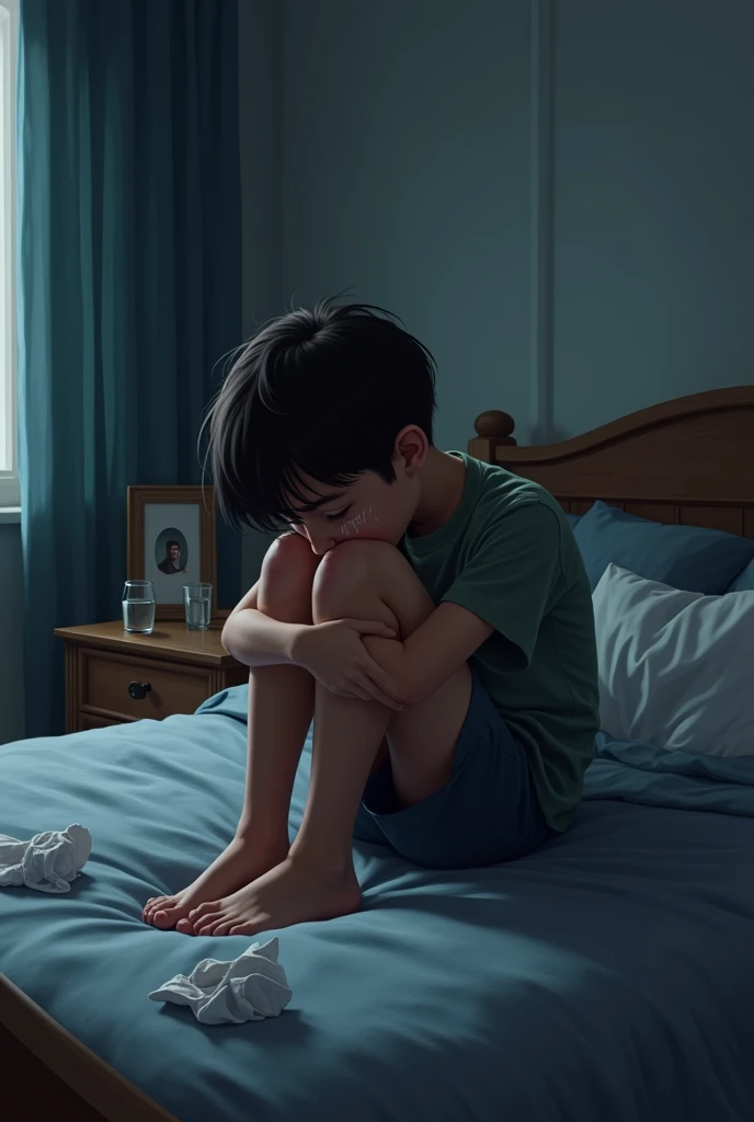 boy crying in his room