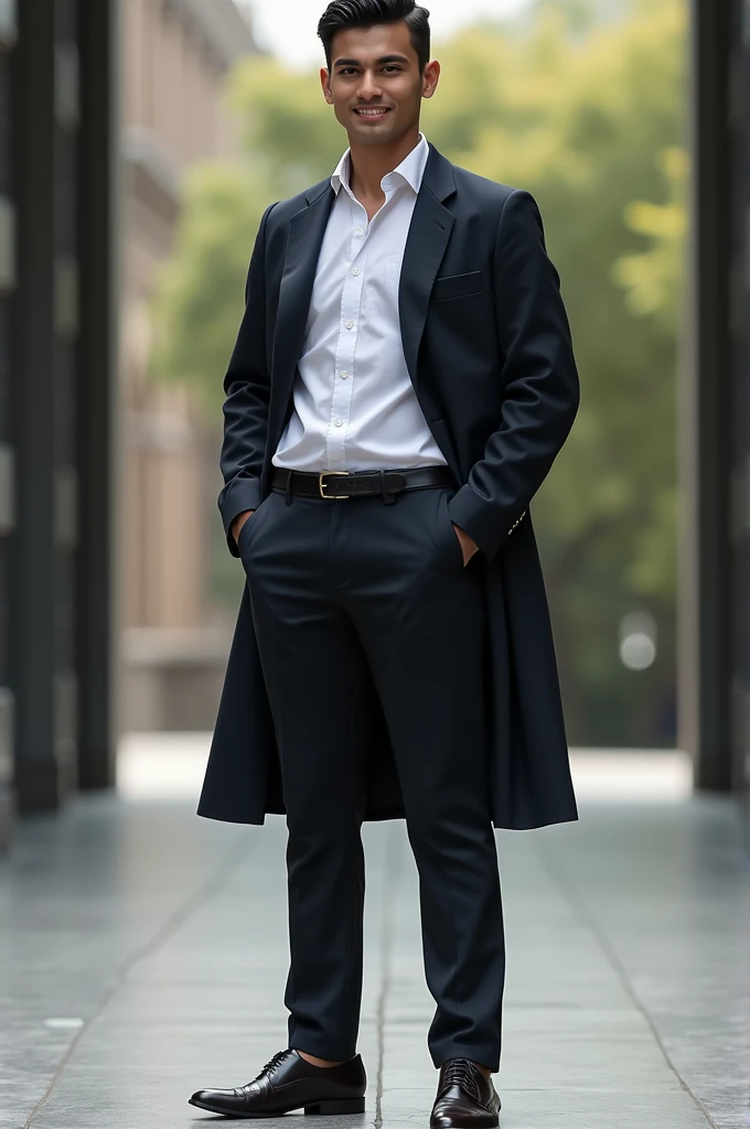 A nepali boy in a college dress standing and handsome vlack