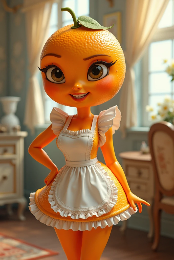 Orange in maid costume