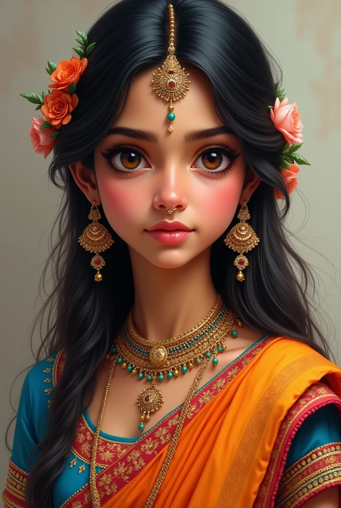 Indian realistic girl in rajistani dress