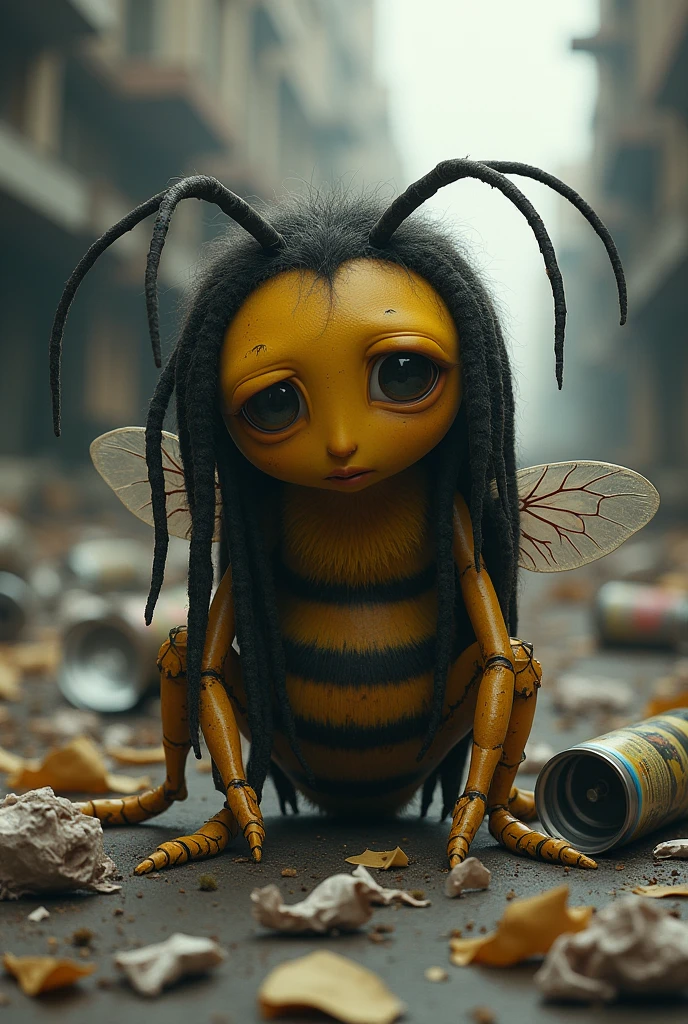 Sad bee dread locks trash