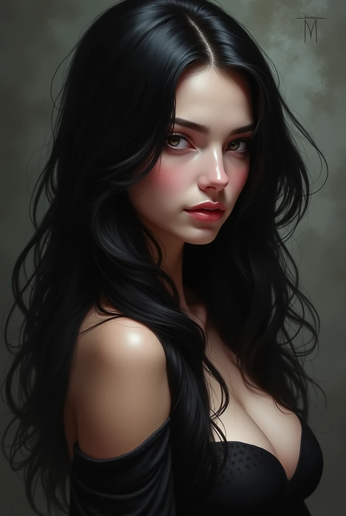 Sexy long black hair girl