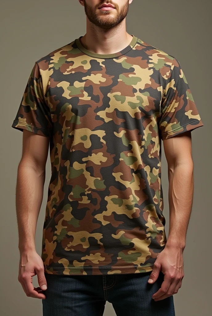 Create a camouflage t-shirt in different shades of brown