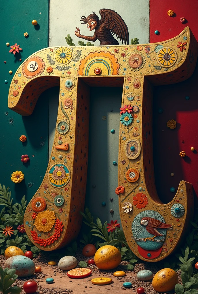 Pi number with Mexican national symbols