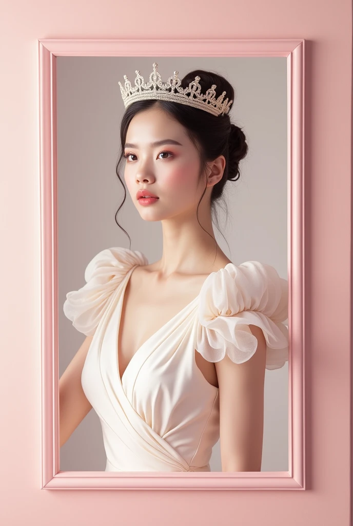 Square image with pastel colored background,  that bears the name Georgina Evangeline in very large letters with a crown on the side