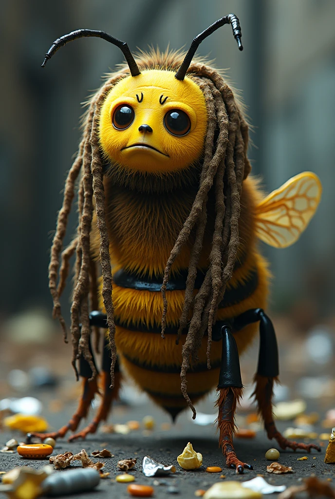 Sad bee dread locks trash smiley