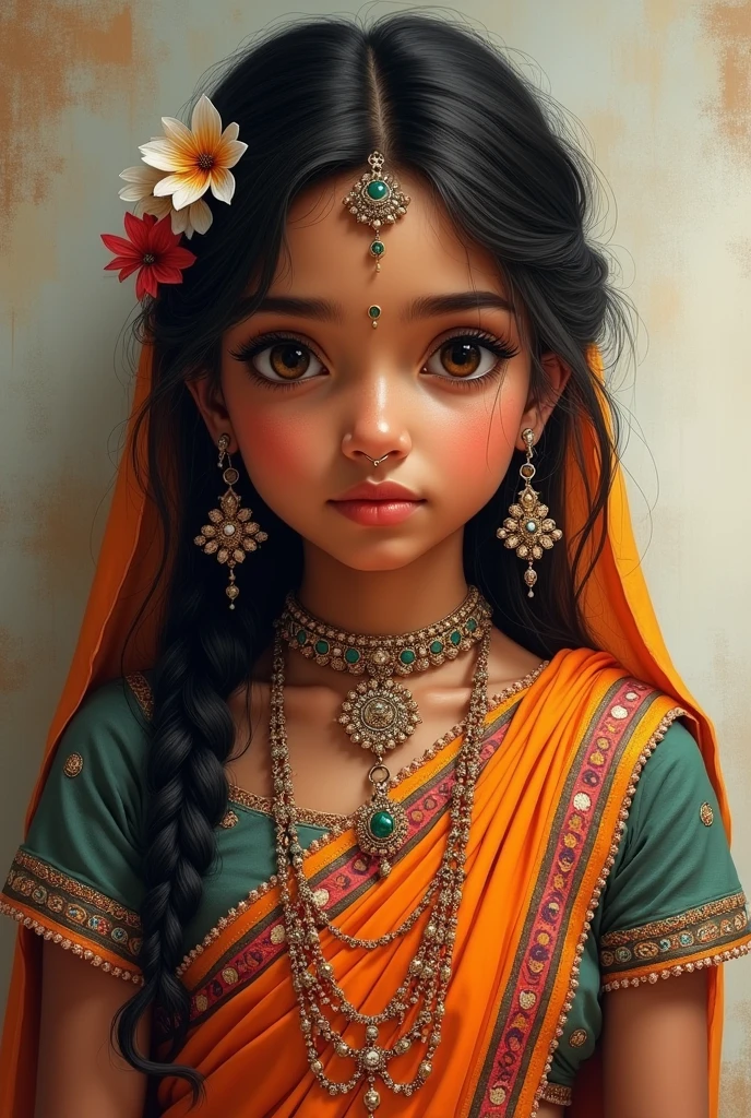 Indian realistic girl in rajistani dress 